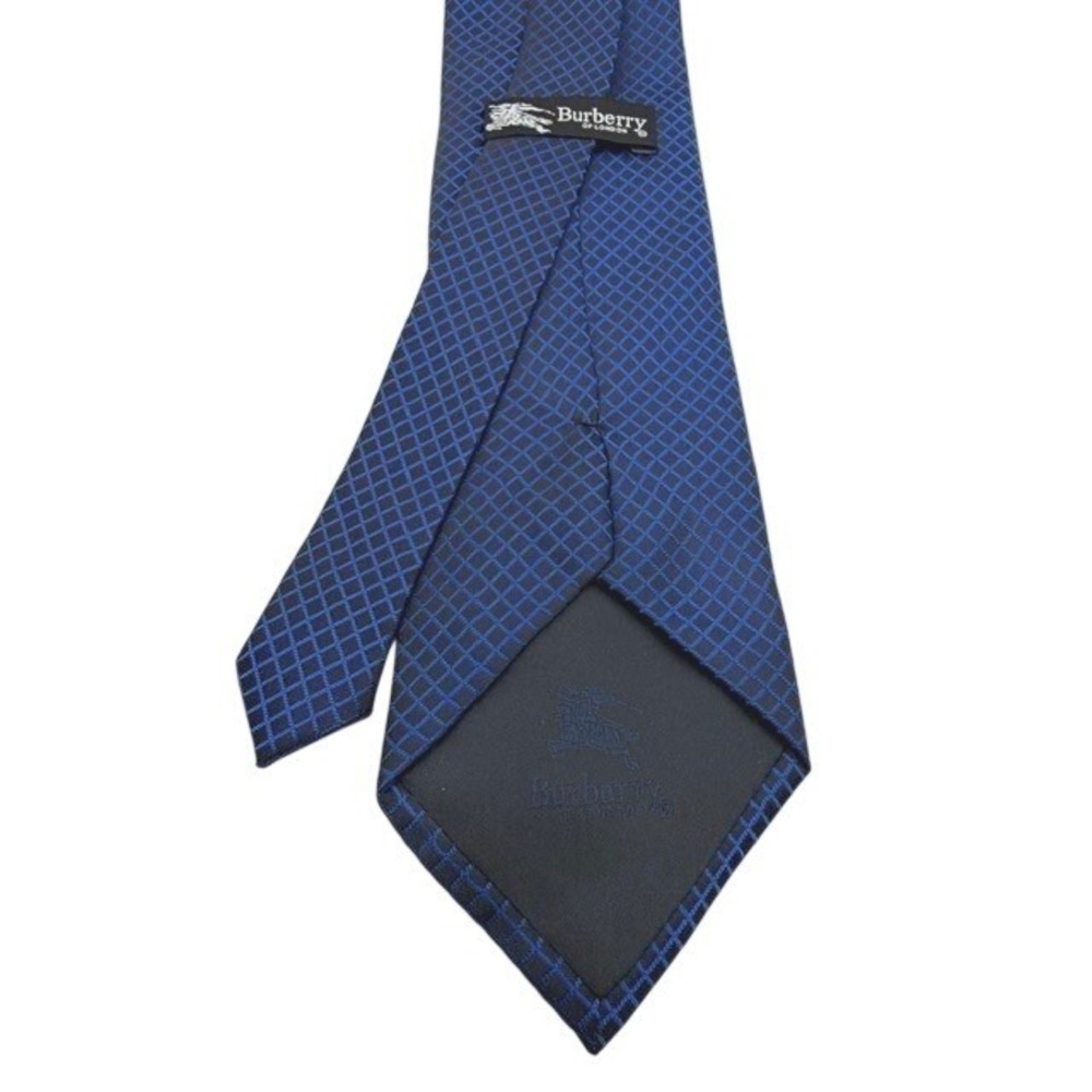 Burberry of London Mens Silk Tie Blue Black Diamond Grid Geometric Wide Italy - Picture 3 of 5